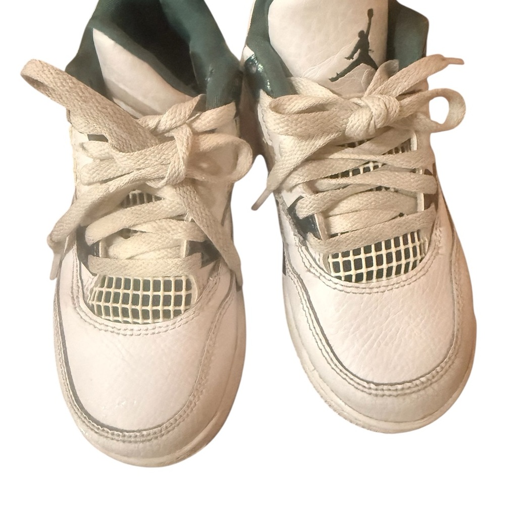 Kids White and Green Sneakers